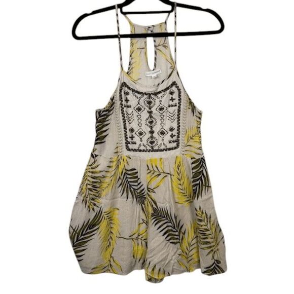 Coco + Jaimeson Beaded Gauzy Tropical Short Romper Spaghetti Straps Size Small - Picture 2 of 13